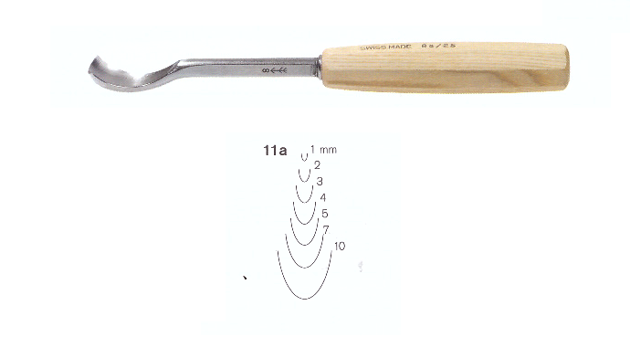 Gekröpfter Hohlbohrer Stich 11a