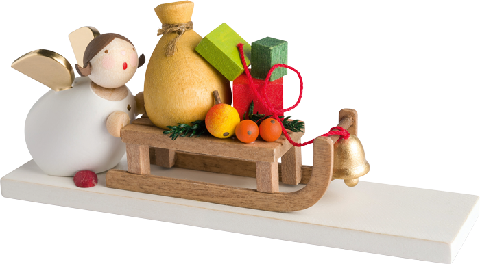 Schutzengel mit Geschenkeschlitten