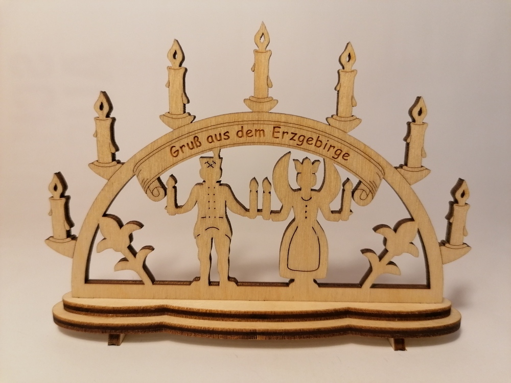 Schwibbogen Engel & Bergmann "Gruß aus dem Erzgebirge" 11 cm