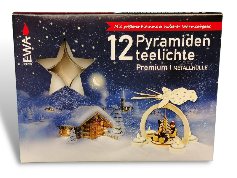 Pyramidenteelichter Premium, 12er Pack