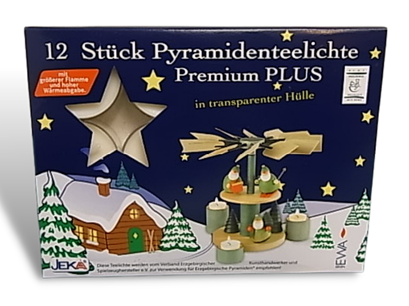 Pyramidenteelichter Premium Plus, 12er Pack